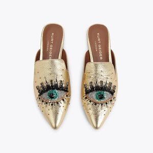 Kurt Geiger Olive Evil Eye Mules, size 9, NWOT